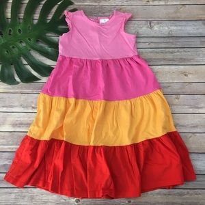 Hanna Andersson Girls Pink & Orange Tiered Dress